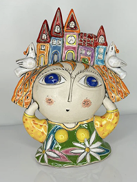 Hand-painted ceramic vessel