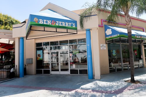 Ben & Jerry's store front with palm tree