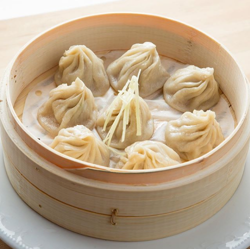 Dumplings in a bamboo container