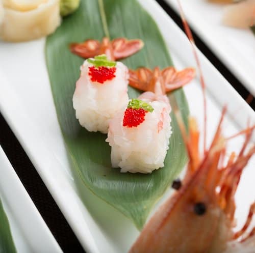 Sushi on a banana leaf