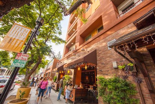 Outside building of Story Tavern with red bricks