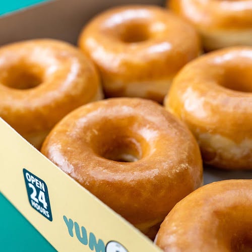 A box of glazed donuts