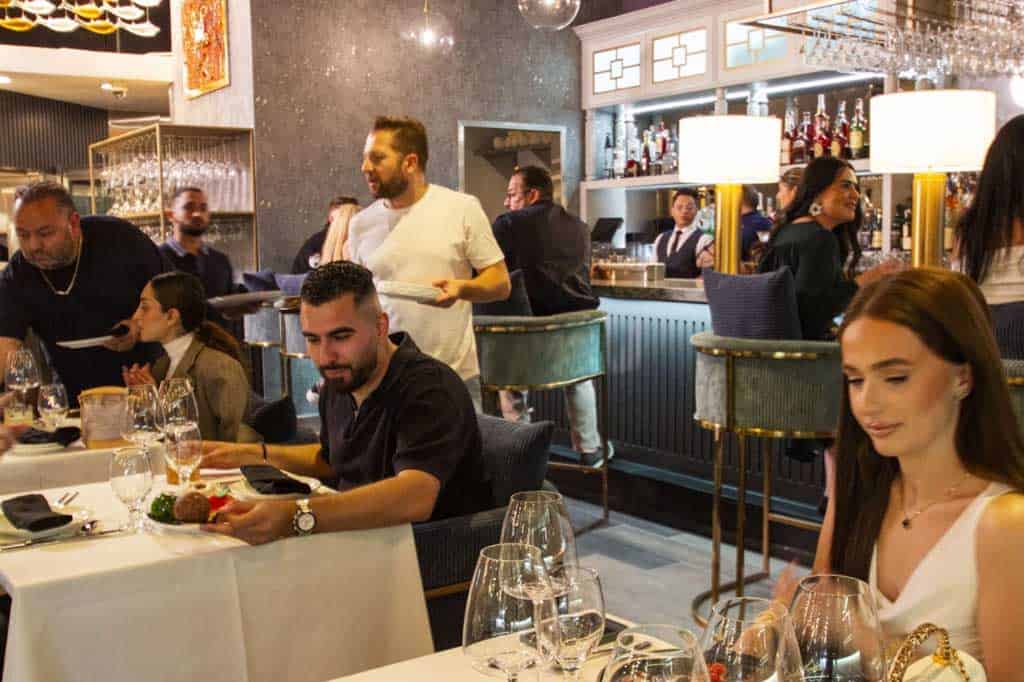 Upscale dining atmosphere at a popular Downtown Burbank restaurant perfect for a romantic date night.